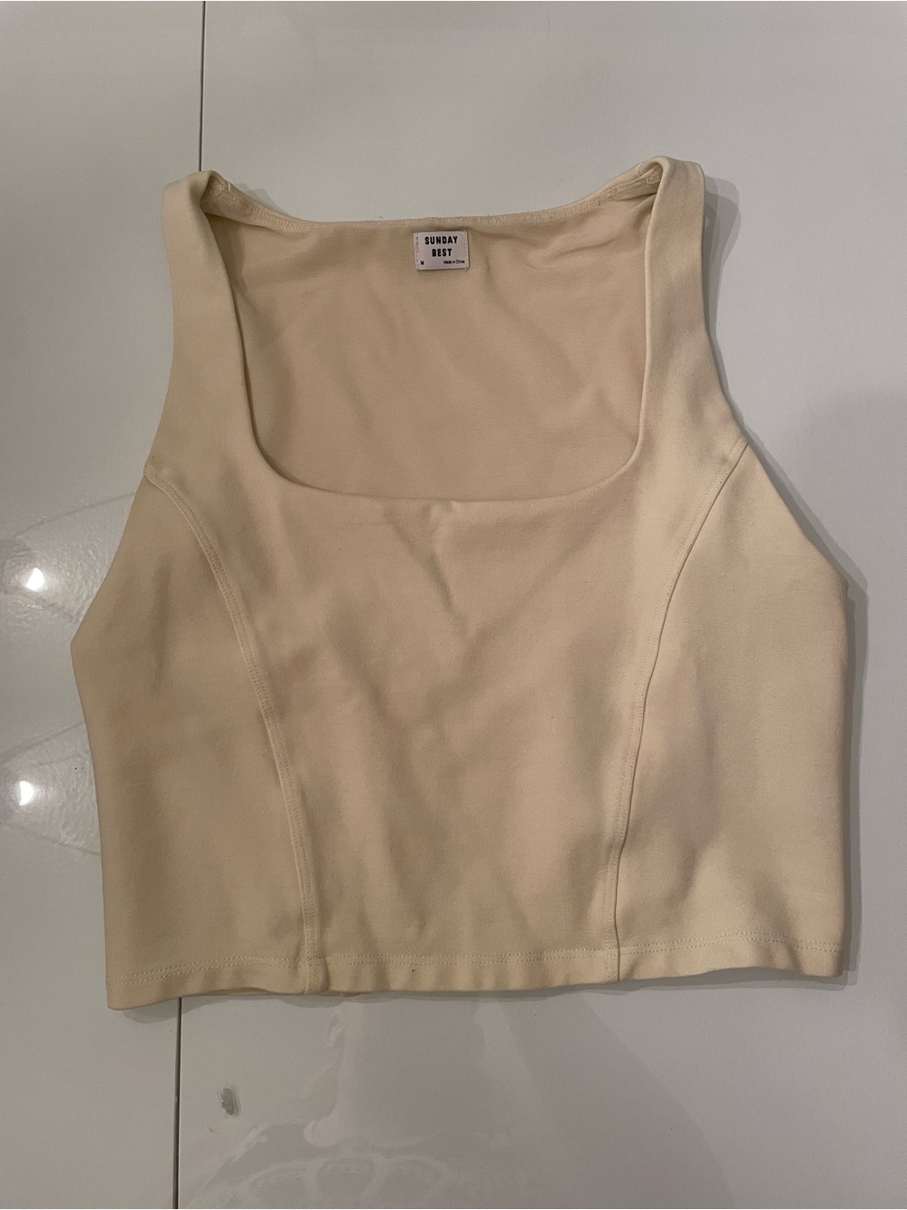 Sunday Best Neutral Square-Neck Cropped Tank